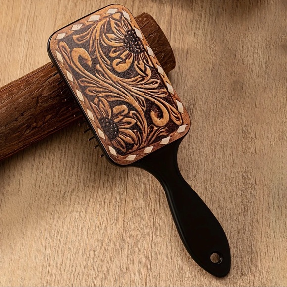 Other - 1pc Inlaid Look Sunflower Head Massage Comb Western Hair Styling Paddle Brush